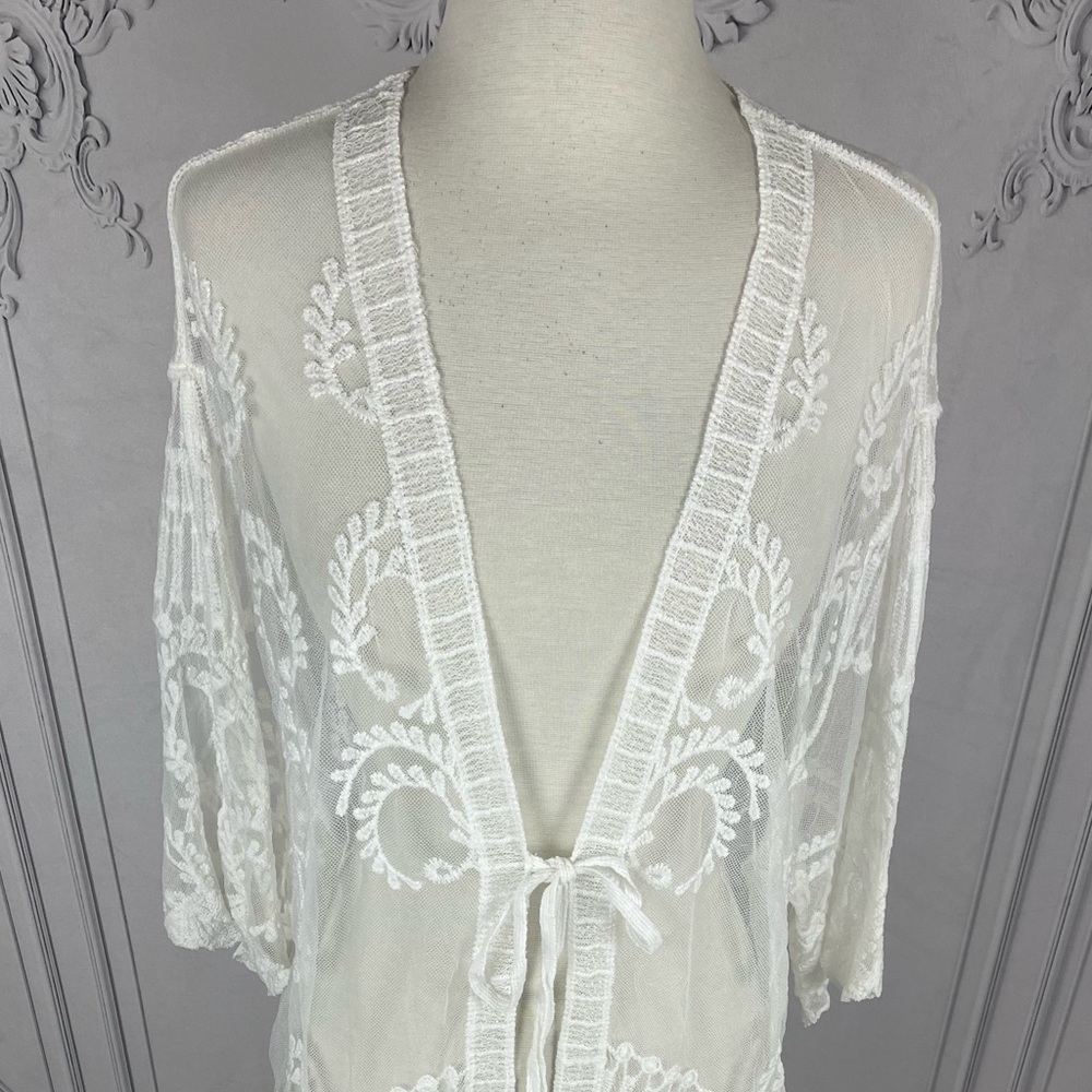 Bohemian Lace Kimono Cardigan Swimsuit Coverup - Picture 7 of 11